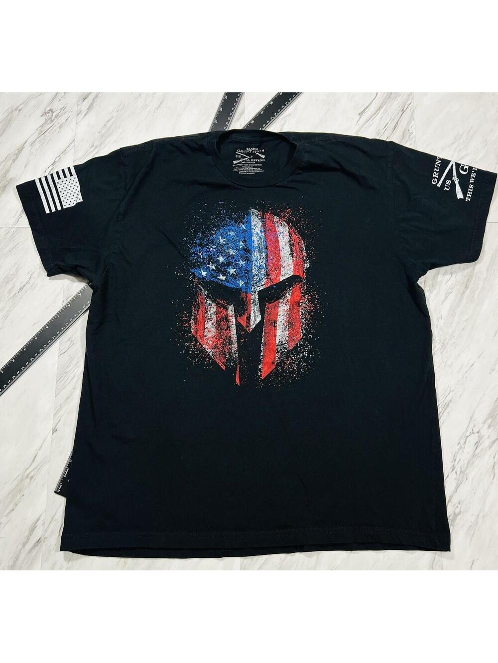 Grunt Style Spartan American Flag Graphic T Shirt (XL) #13